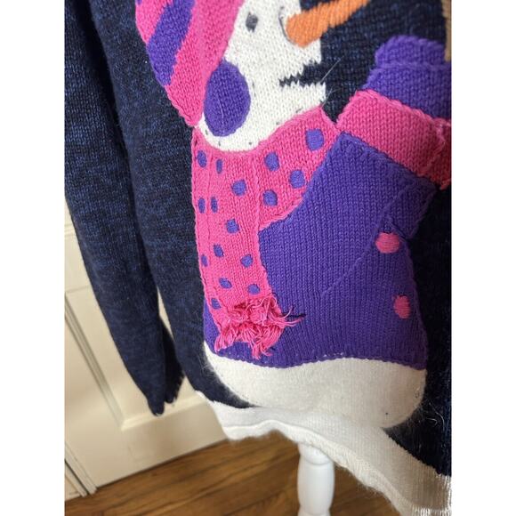 Quacker Factory Snowman Christmas Winter Sweater Cardigan Womens Size Large - Picture 3 of 13